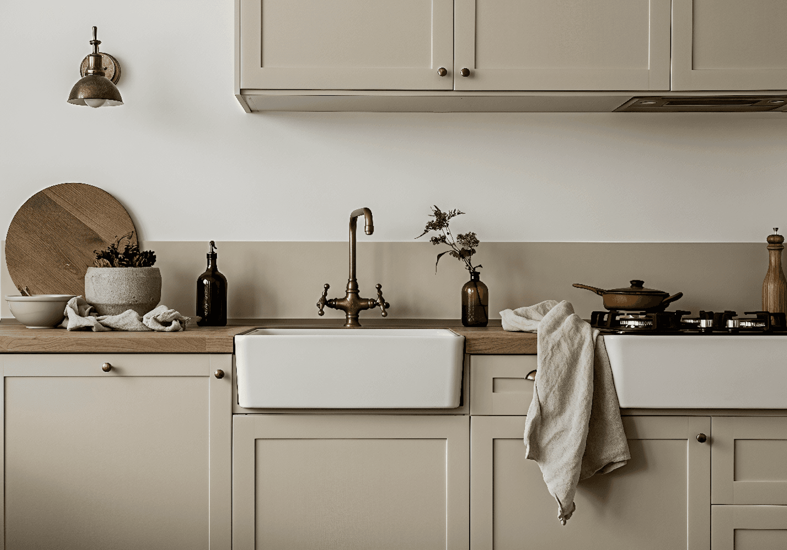 Plumber working in modern kitchen