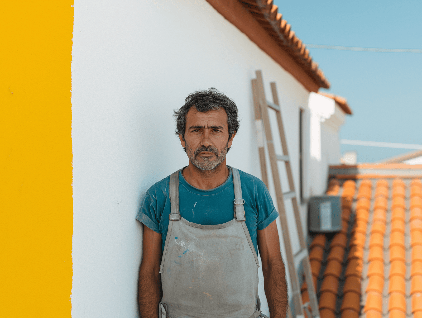 Professional home improvement contractor in work apron