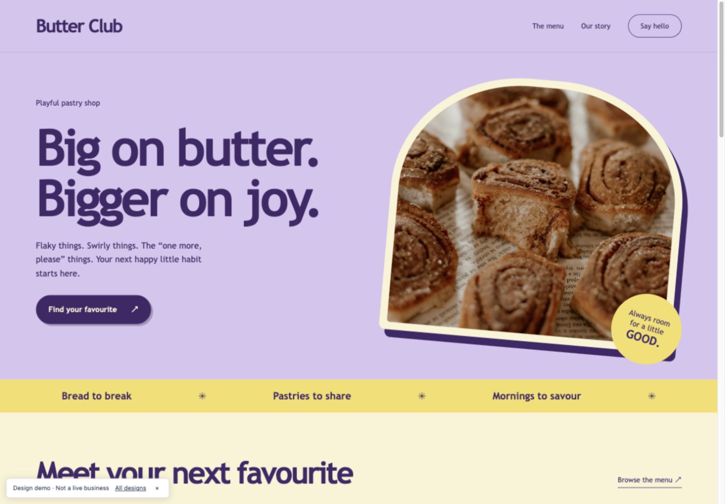 Butter Club bakery design preview