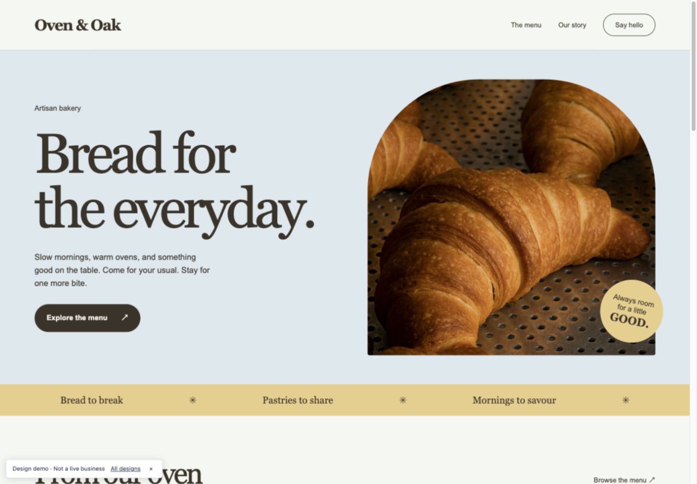 Oven & Oak bakery design preview